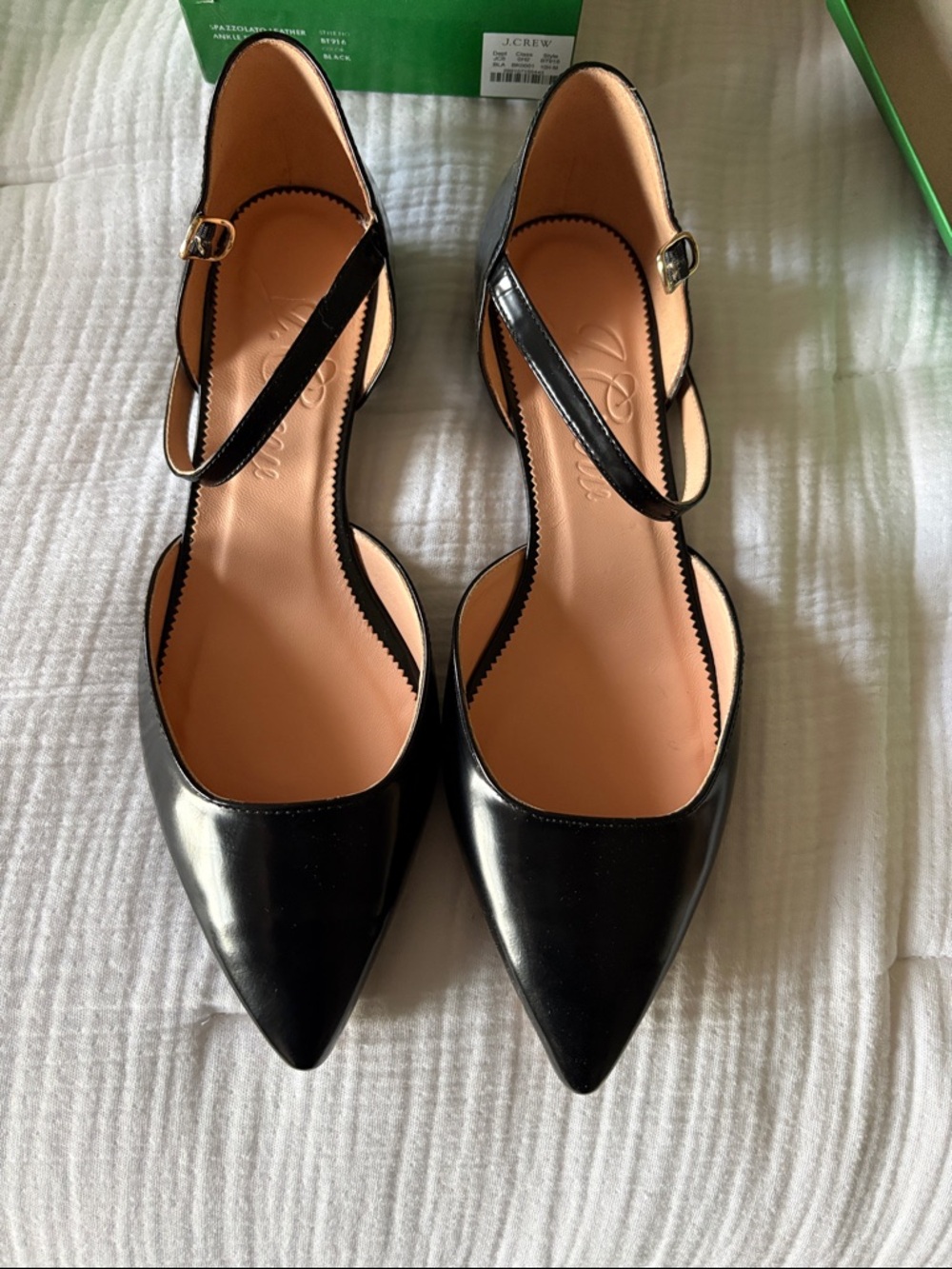 J. Crew Black Patent Pointed-Toe Mary Jane Heels